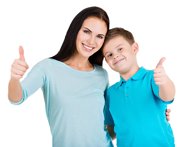 mom and son thumbs up